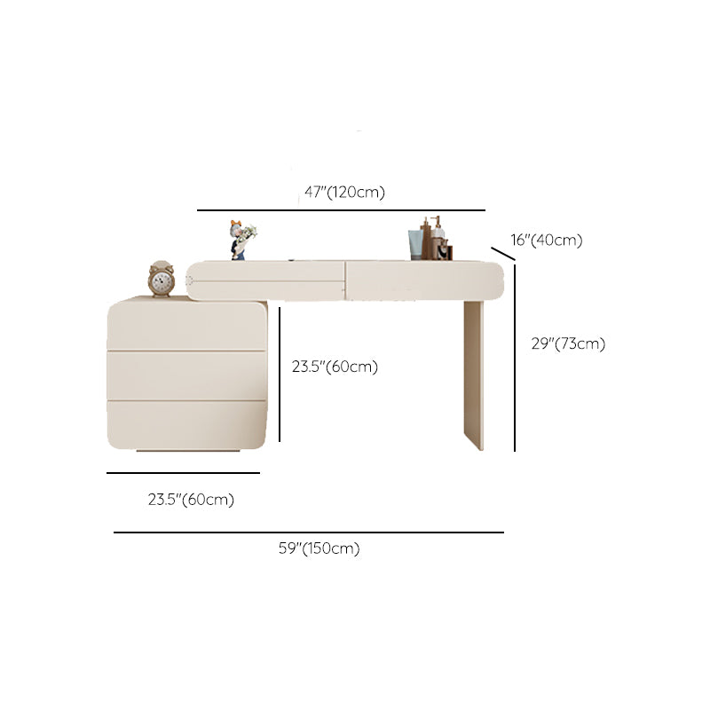 15,75 "MAQUE-UP Vanité de maquillage blanc Table de bureau de vanité avec 6 tiroirs