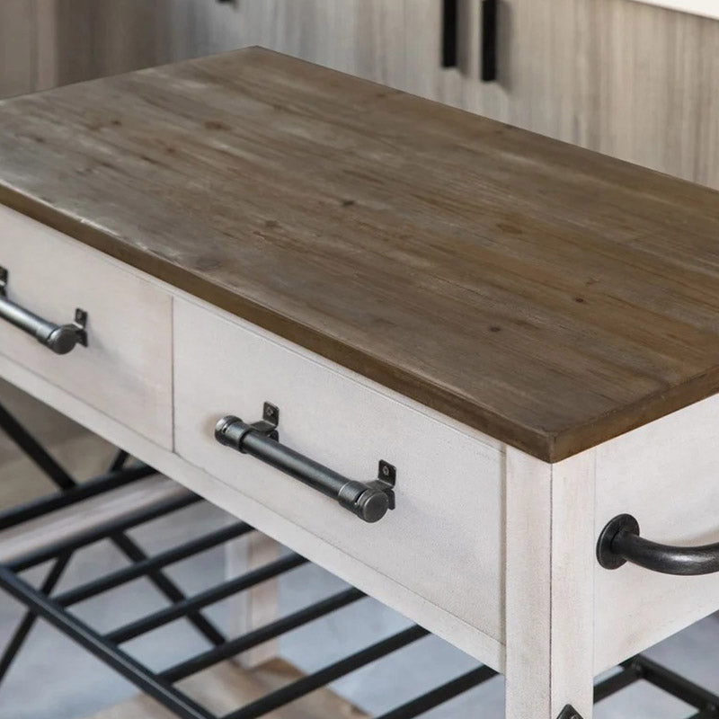 Massief houten keuken eiland moderne glooiende keuken trolley met handdoekrek