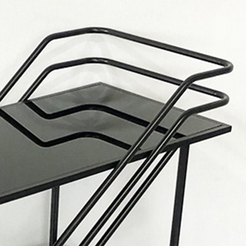 Table de préparation moderne en verre roulant ouvrir un chariot de cuisine rectangulaire