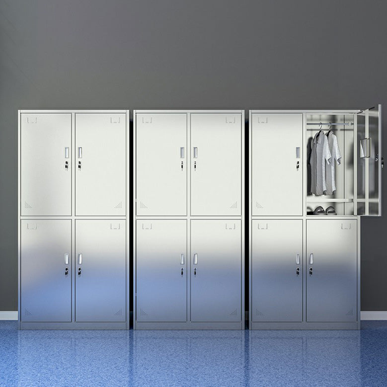 Silver Storage Cabinet with Hinged Doors Contemporary Steel Indoor Cabinet Clearhalo 'Armoires & Wardrobes' 'armoires_wardrobes' 'Bedroom Furniture' 'furn' 'furn_armoires_wardrobes' 'Furniture' 6693438