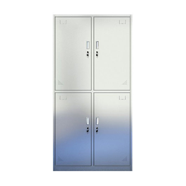 Silver Storage Cabinet with Hinged Doors Contemporary Steel Indoor Cabinet Clearhalo 'Armoires & Wardrobes' 'armoires_wardrobes' 'Bedroom Furniture' 'furn' 'furn_armoires_wardrobes' 'Furniture' 6693443