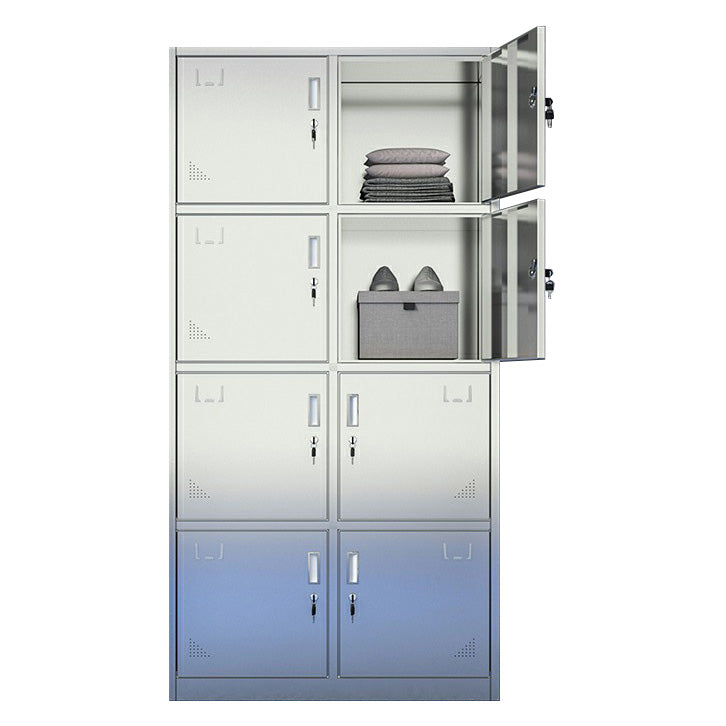 Silver Storage Cabinet with Hinged Doors Contemporary Steel Indoor Cabinet 8 Clearhalo 'Armoires & Wardrobes' 'armoires_wardrobes' 'Bedroom Furniture' 'furn' 'furn_armoires_wardrobes' 'Furniture' 6693444