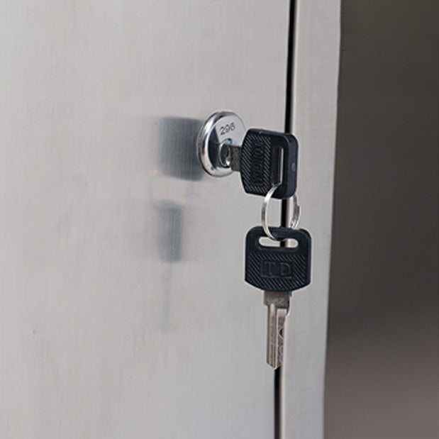 Silver Storage Cabinet with Hinged Doors Contemporary Steel Indoor Cabinet Clearhalo 'Armoires & Wardrobes' 'armoires_wardrobes' 'Bedroom Furniture' 'furn' 'furn_armoires_wardrobes' 'Furniture' 6693449