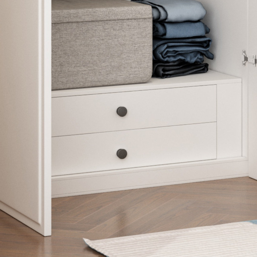 Contemporary Wardrobe Closet with Drawer White Wardrobe Cabinet