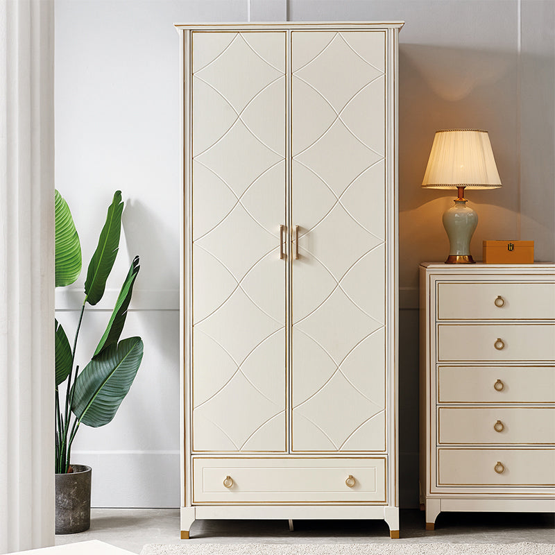 Solid Wood Wardrobe Cabinet French Country White Wardrobe Armoire