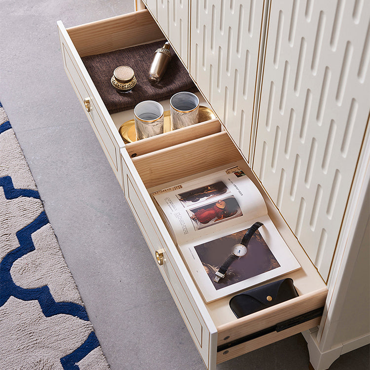 Solid Wood Wardrobe Cabinet French Country White Wardrobe Armoire