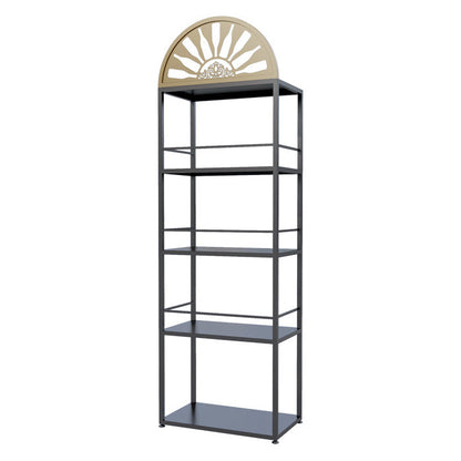 Rack à vin de bouteille de plancher en métal Porte-vin noir contemporain avec étagères de rangement