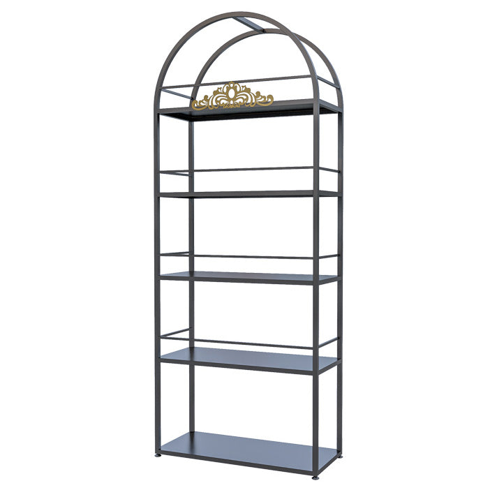 Rack à vin de bouteille de plancher en métal Porte-vin noir contemporain avec étagères de rangement