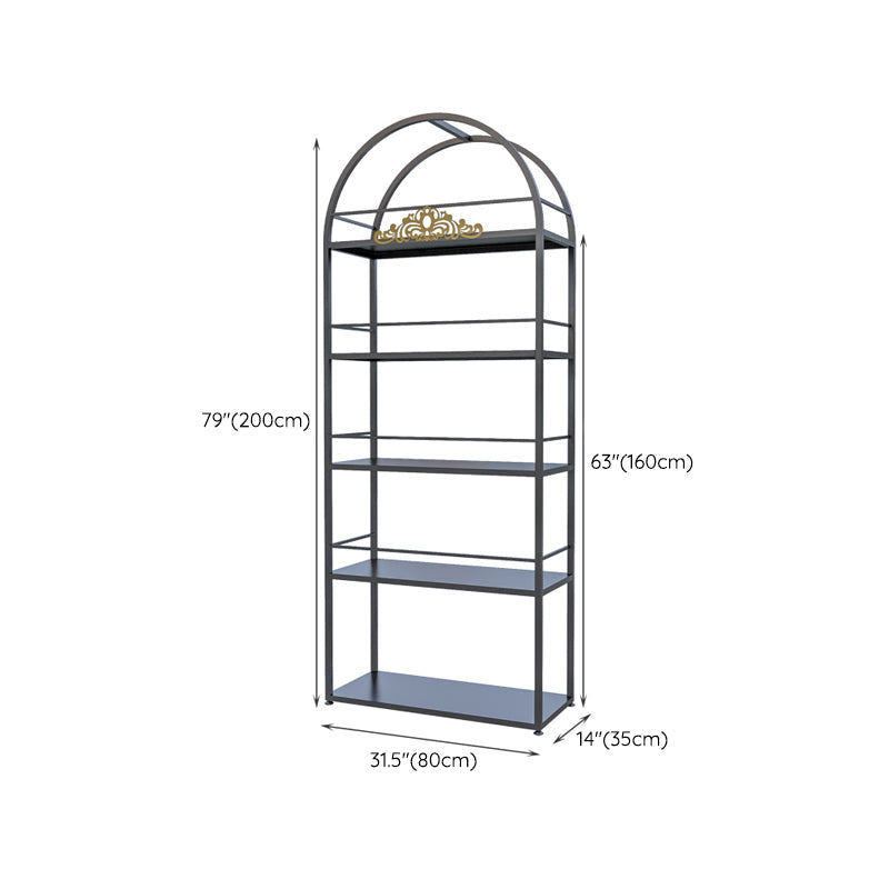 Rack à vin de bouteille de plancher en métal Porte-vin noir contemporain avec étagères de rangement