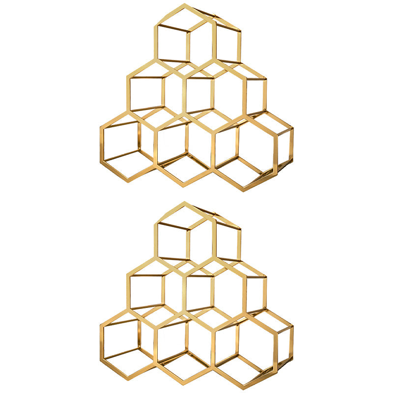 Metal Countertop Wine Glass Rack Modern Stackable Wine Bottle Holder in Gold 14"L x 7"W x 13"H 2 Piece Set Clearhalo 'furn' 'furn_wine_racks' 'Furniture' 'Kitchen & Dining Furniture' 'Wine Racks' 'wine_racks' 6693729