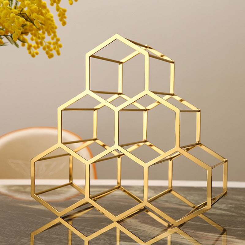 Metal Countertop Wine Glass Rack Modern Stackable Wine Bottle Holder in Gold Clearhalo 'furn' 'furn_wine_racks' 'Furniture' 'Kitchen & Dining Furniture' 'Wine Racks' 'wine_racks' 6693731