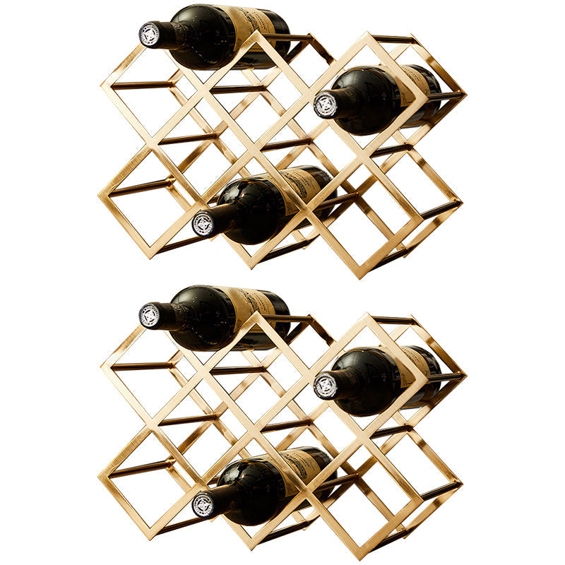 Metal Countertop Wine Glass Rack Modern Stackable Wine Bottle Holder in Gold 16"L x 6"W x 12"H 2 Piece Set Clearhalo 'furn' 'furn_wine_racks' 'Furniture' 'Kitchen & Dining Furniture' 'Wine Racks' 'wine_racks' 6693732