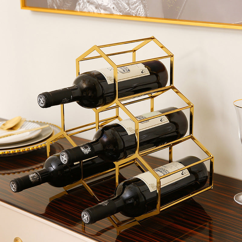 Metal Countertop Wine Glass Rack Modern Stackable Wine Bottle Holder in Gold Clearhalo 'furn' 'furn_wine_racks' 'Furniture' 'Kitchen & Dining Furniture' 'Wine Racks' 'wine_racks' 6693733