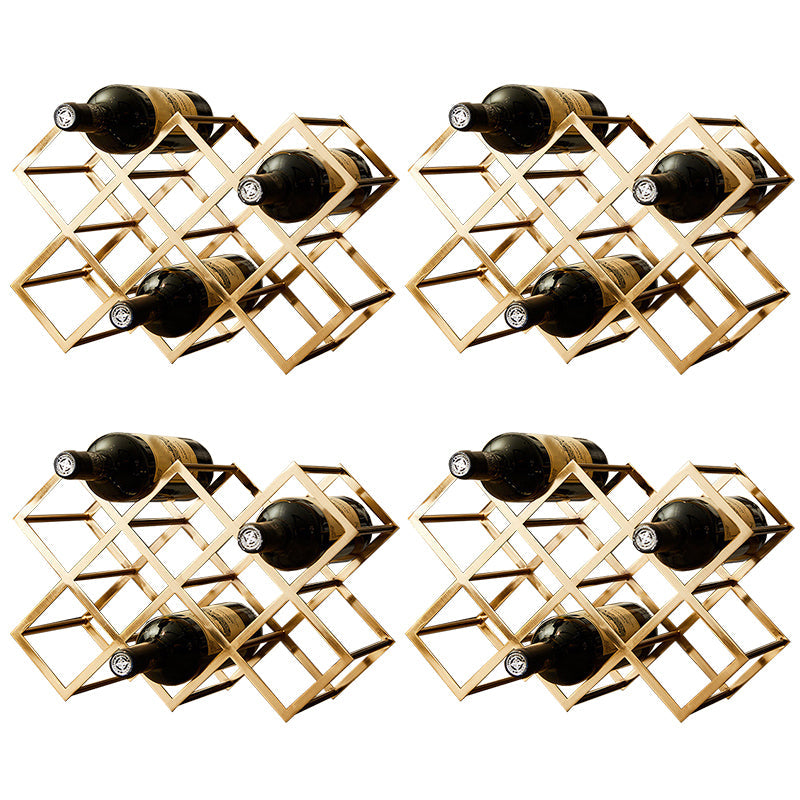 Metal Countertop Wine Glass Rack Modern Stackable Wine Bottle Holder in Gold 16"L x 6"W x 12"H 4 Piece Set Clearhalo 'furn' 'furn_wine_racks' 'Furniture' 'Kitchen & Dining Furniture' 'Wine Racks' 'wine_racks' 6693735