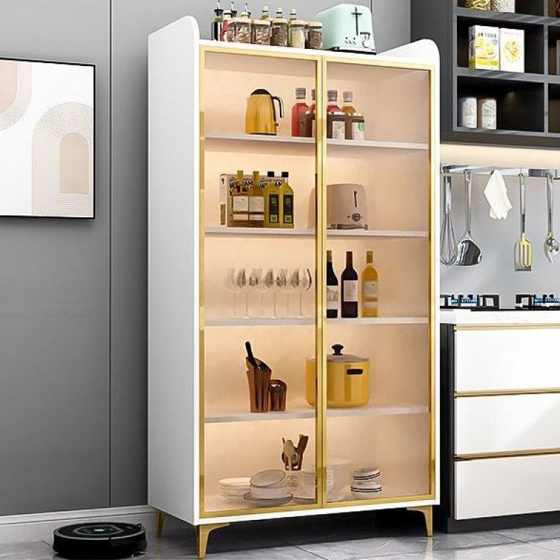 Servidor de madera de servidor de puertas de vidrio de estilo glamorante sin luces LED