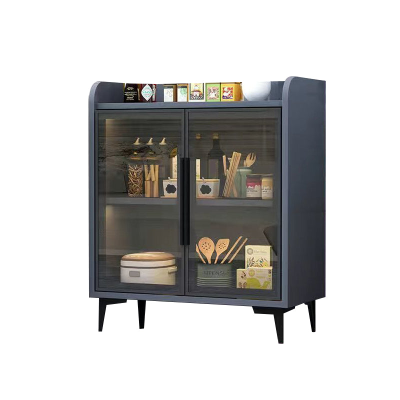 Servidor de madera de servidor de puertas de vidrio de estilo glamorante sin luces LED