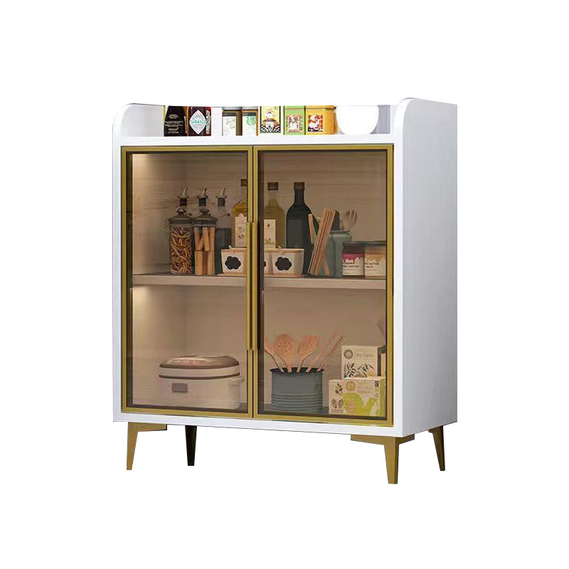 Servidor de madera de servidor de puertas de vidrio de estilo glamorante sin luces LED