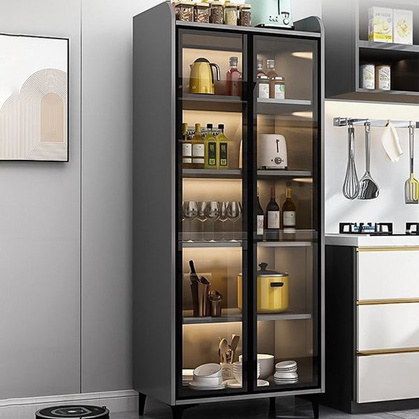 Servidor de madera de servidor de puertas de vidrio de estilo glamorante sin luces LED