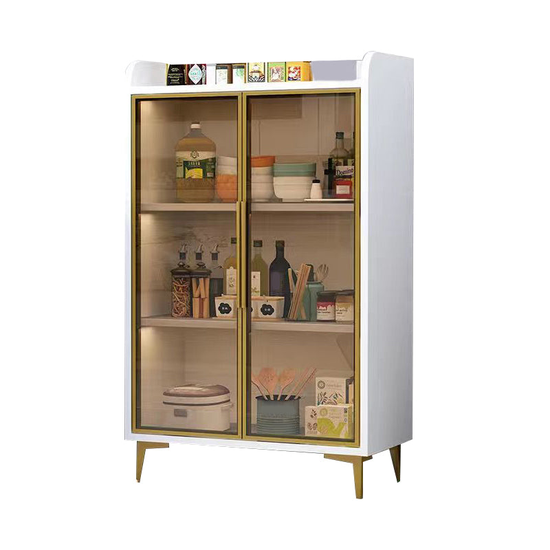 Servidor de madera de servidor de puertas de vidrio de estilo glamorante sin luces LED