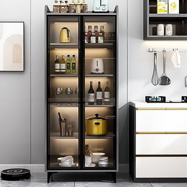 Servidor de madera de servidor de puertas de vidrio de estilo glamorante sin luces LED