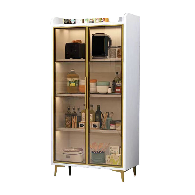 Servidor de madera de servidor de puertas de vidrio de estilo glamorante sin luces LED