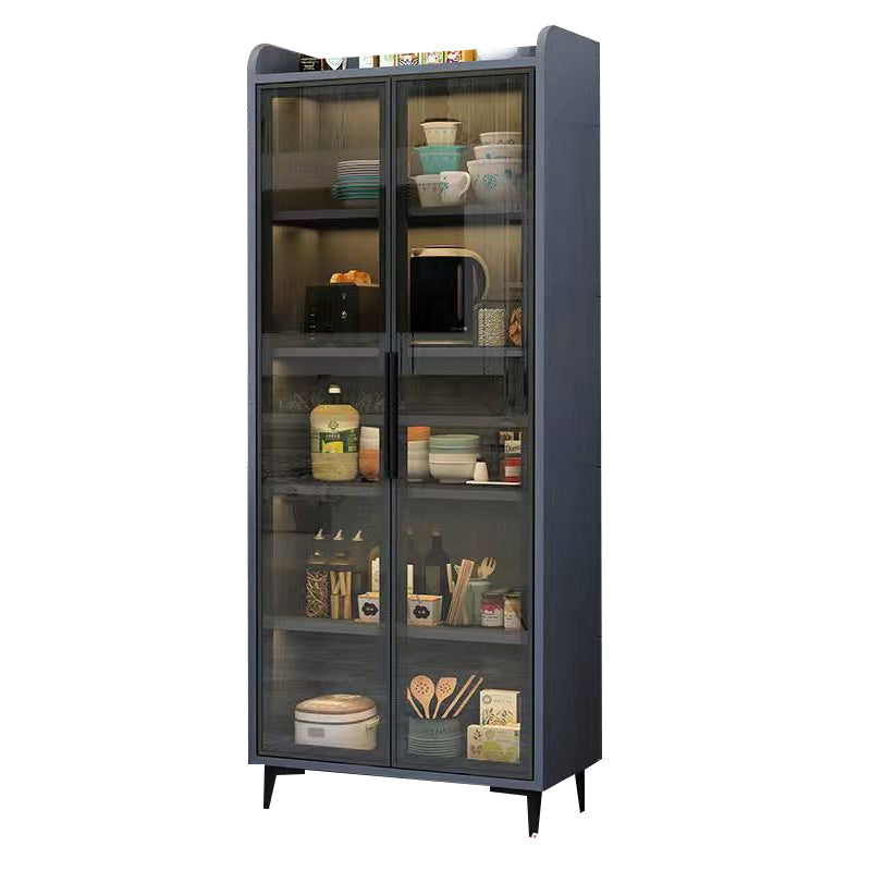 Servidor de madera de servidor de puertas de vidrio de estilo glamorante sin luces LED