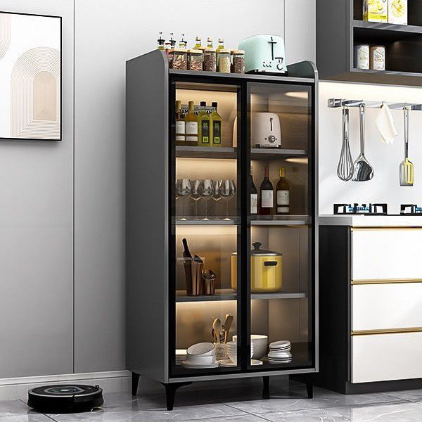 Servidor de madera de servidor de puertas de vidrio de estilo glamorante sin luces LED