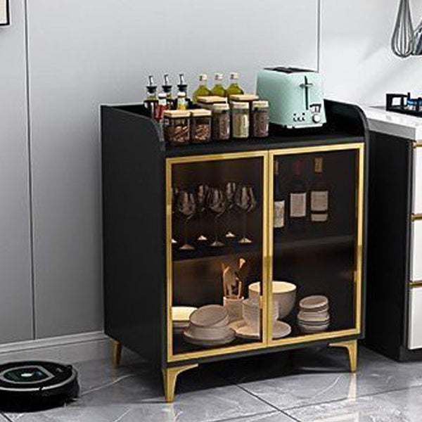 Servidor de madera de servidor de puertas de vidrio de estilo glamorante sin luces LED