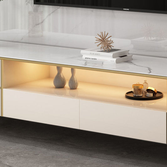 Console TV con console TV in pietra di stoccaggio aperto con cassetti