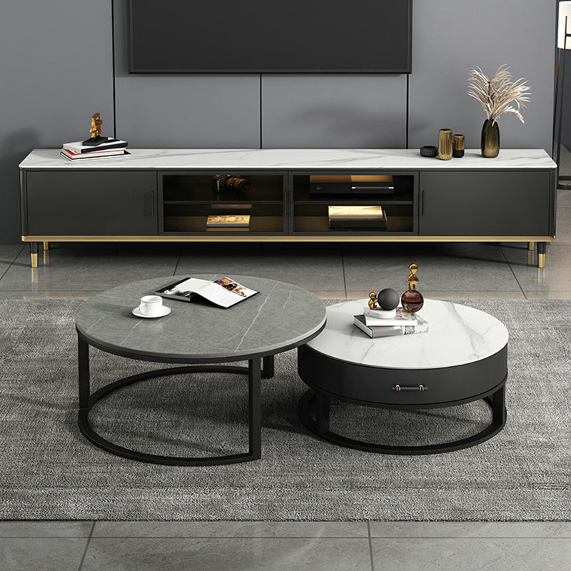 Console porta TV in pietra Console multimediale per TV con contenitore chiuso con gambe