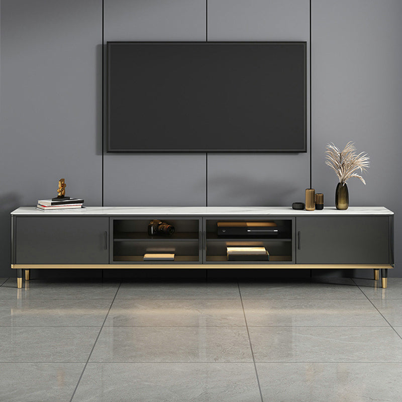 Console porta TV in pietra Console multimediale per TV con contenitore chiuso con gambe