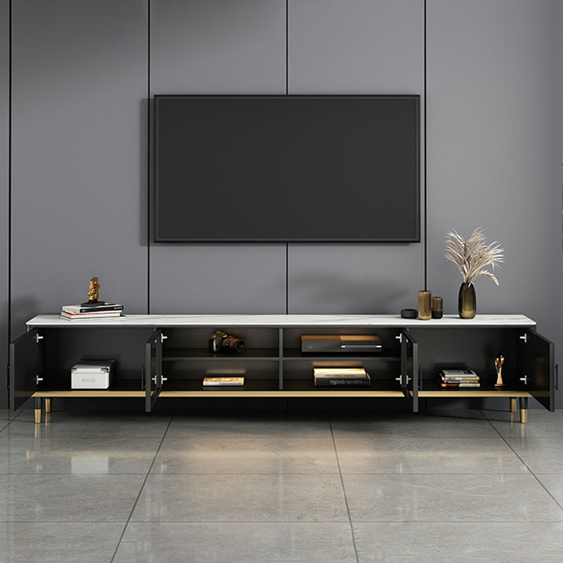 Console porta TV in pietra Console multimediale per TV con contenitore chiuso con gambe
