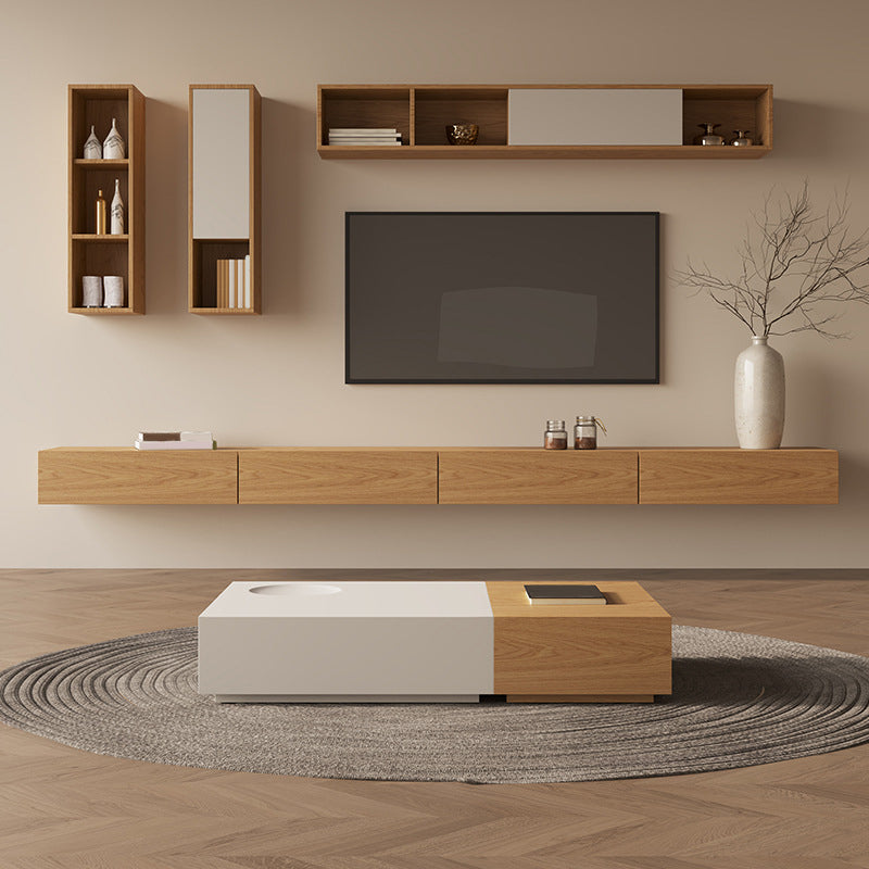 Wall-mounted TV Media Console Wooden TV Stand Console with Drawers Clearhalo 'furn' 'furn_tv_stands_entertainment_centers' 'Furniture' 'Living Room Furniture' 'TV Stands & Entertainment Centers' 'TV Stands & Media Storage Furniture' 'tv_stands_entertainment_centers' 6696268
