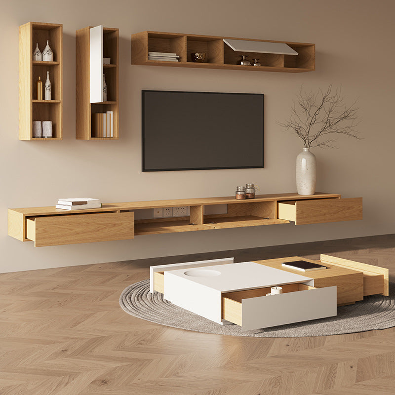 Wall-mounted TV Media Console Wooden TV Stand Console with Drawers Clearhalo 'furn' 'furn_tv_stands_entertainment_centers' 'Furniture' 'Living Room Furniture' 'TV Stands & Entertainment Centers' 'TV Stands & Media Storage Furniture' 'tv_stands_entertainment_centers' 6696274