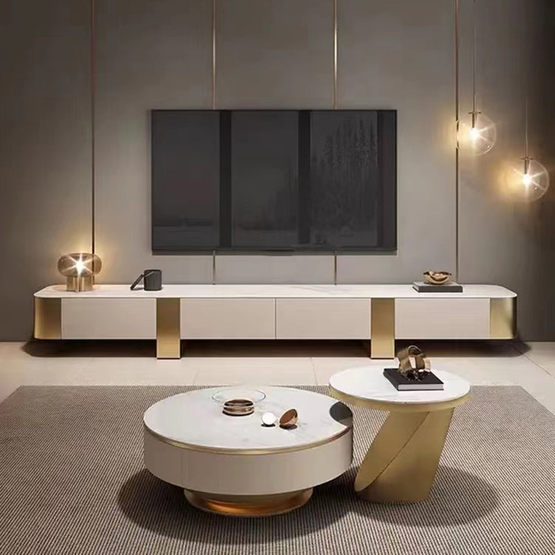 Stone TV Stand Console Contemporary TV Media Console with Drawers Clearhalo 'furn' 'furn_tv_stands_entertainment_centers' 'Furniture' 'Living Room Furniture' 'TV Stands & Entertainment Centers' 'TV Stands & Media Storage Furniture' 'tv_stands_entertainment_centers' 6696283