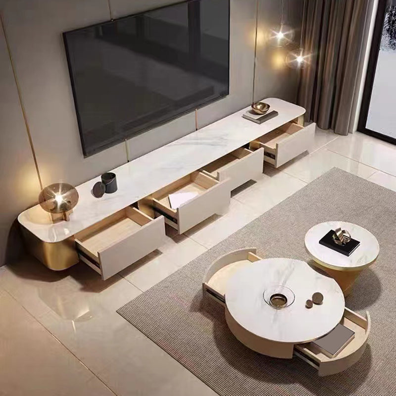Stone TV Stand Console Contemporary TV Media Console with Drawers Clearhalo 'furn' 'furn_tv_stands_entertainment_centers' 'Furniture' 'Living Room Furniture' 'TV Stands & Entertainment Centers' 'TV Stands & Media Storage Furniture' 'tv_stands_entertainment_centers' 6696286