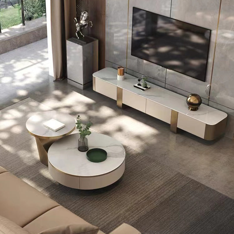Stone TV Stand Console Contemporary TV Media Console with Drawers Clearhalo 'furn' 'furn_tv_stands_entertainment_centers' 'Furniture' 'Living Room Furniture' 'TV Stands & Entertainment Centers' 'TV Stands & Media Storage Furniture' 'tv_stands_entertainment_centers' 6696288