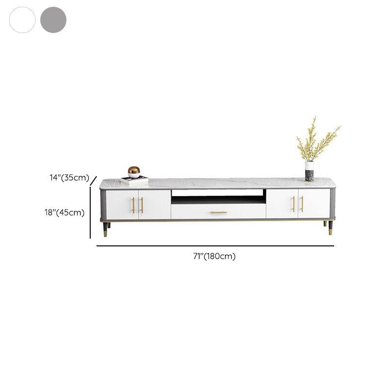 Glam Media Console TV Stand Stone TV Stand Console with Drawer