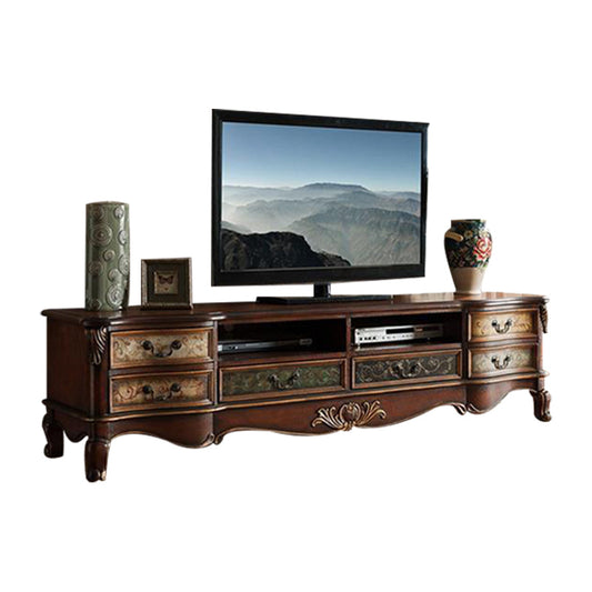 Console multimediale in legno massiccio console TV Open Storage TV con cassetti