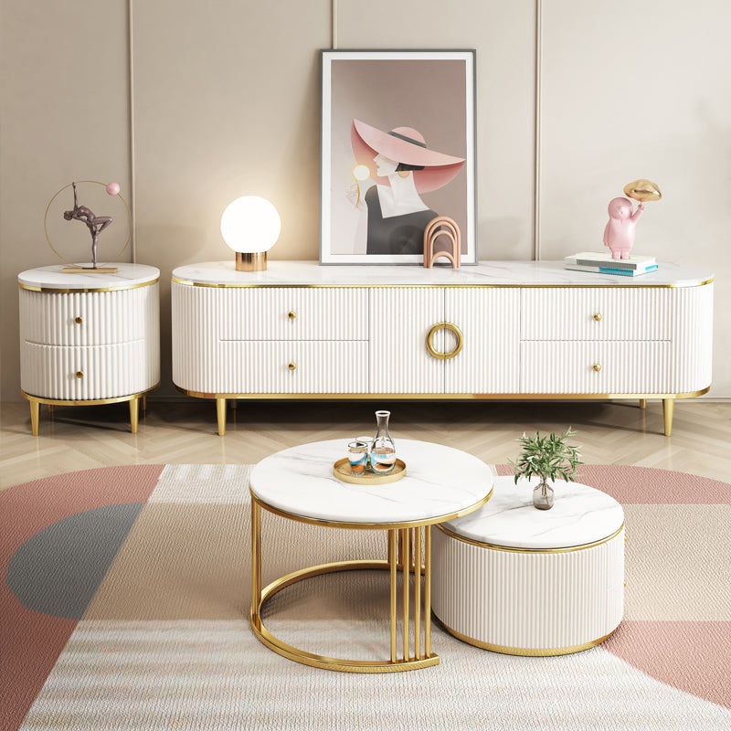 Contemporary TV Media Console Stone TV Console with 4 Drawers Clearhalo 'furn' 'furn_tv_stands_entertainment_centers' 'Furniture' 'Living Room Furniture' 'TV Stands & Entertainment Centers' 'TV Stands & Media Storage Furniture' 'tv_stands_entertainment_centers' 6696379