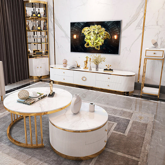 Console televisiva con console media televisiva contemporanea con 4 cassetti