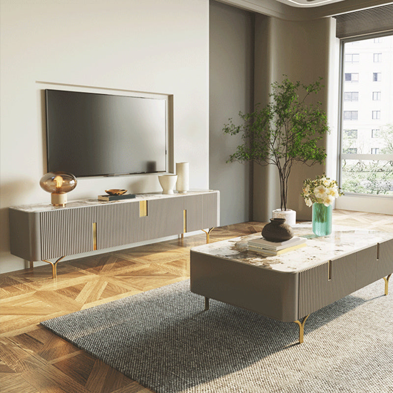 Console porta TV con contenitore chiuso Console multimediale TV in pietra con gambe