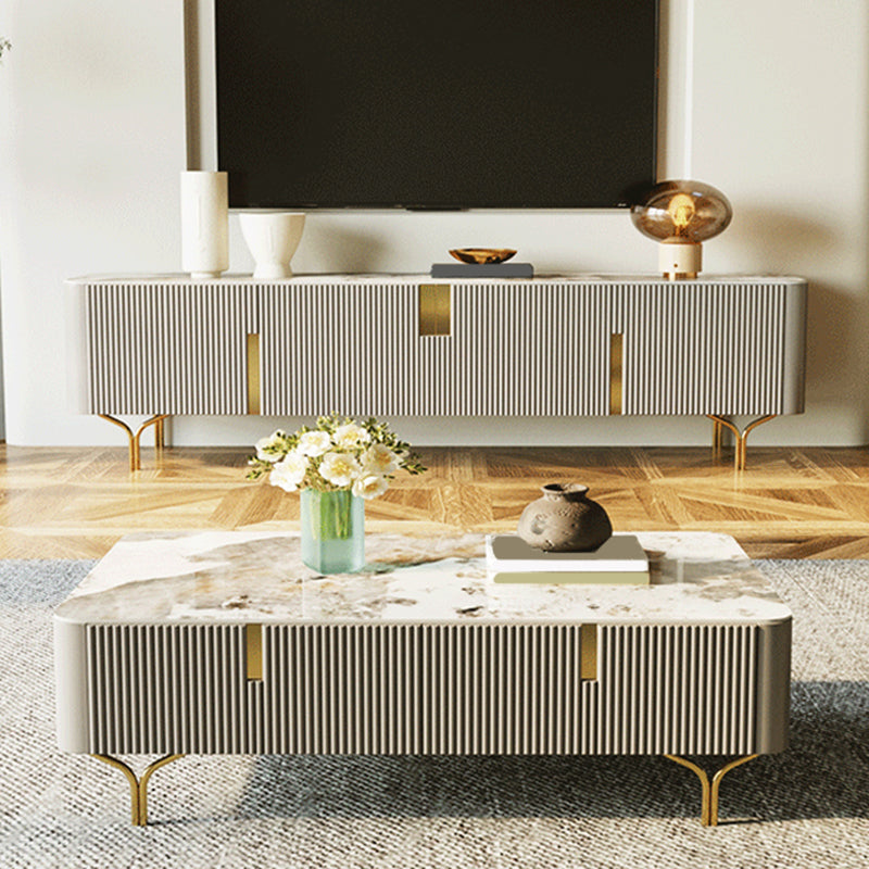 Console porta TV con contenitore chiuso Console multimediale TV in pietra con gambe