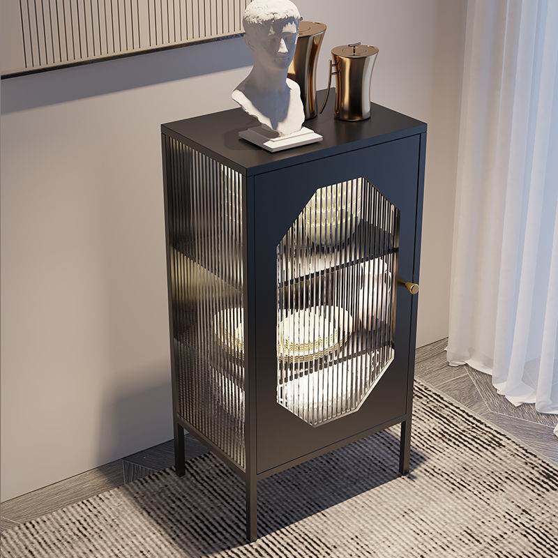 Glam Metal Curio Cabinet Glass Doors Hutch Buffet for Bedroom Clearhalo 'Display & China Cabinets' 'display_china_cabinets' 'furn' 'furn_display_china_cabinets' 'Furniture' 'Kitchen & Dining Furniture' 6696448