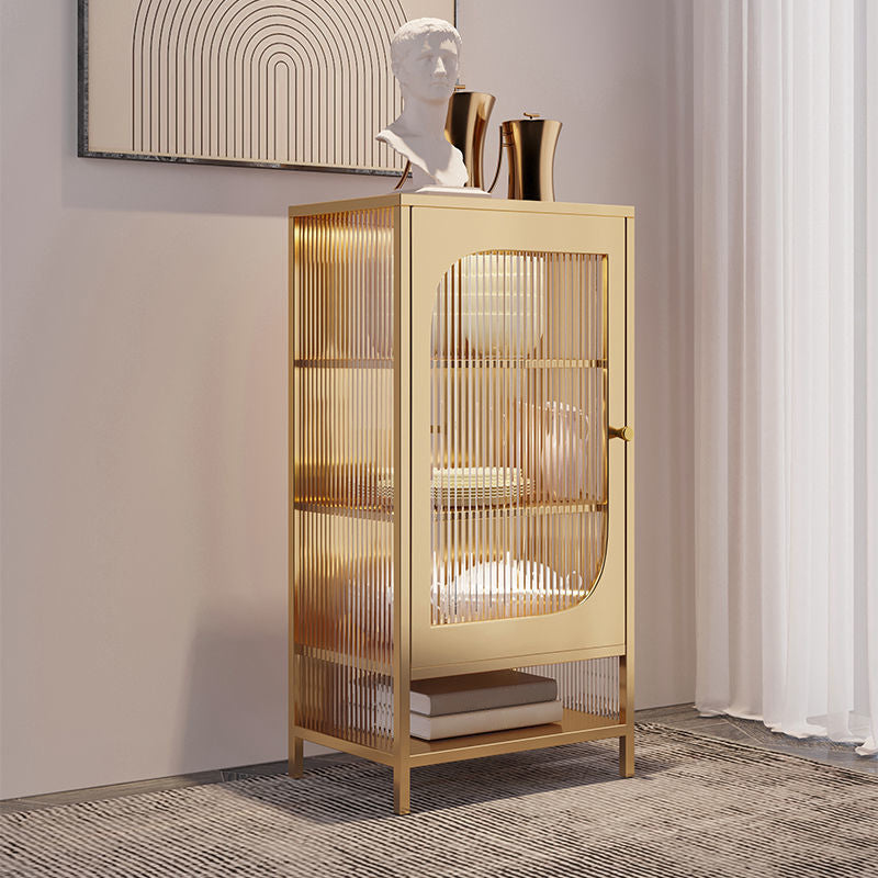 Glam Metal Curio Cabinet Glass Doors Hutch Buffet for Bedroom Clearhalo 'Display & China Cabinets' 'display_china_cabinets' 'furn' 'furn_display_china_cabinets' 'Furniture' 'Kitchen & Dining Furniture' 6696449