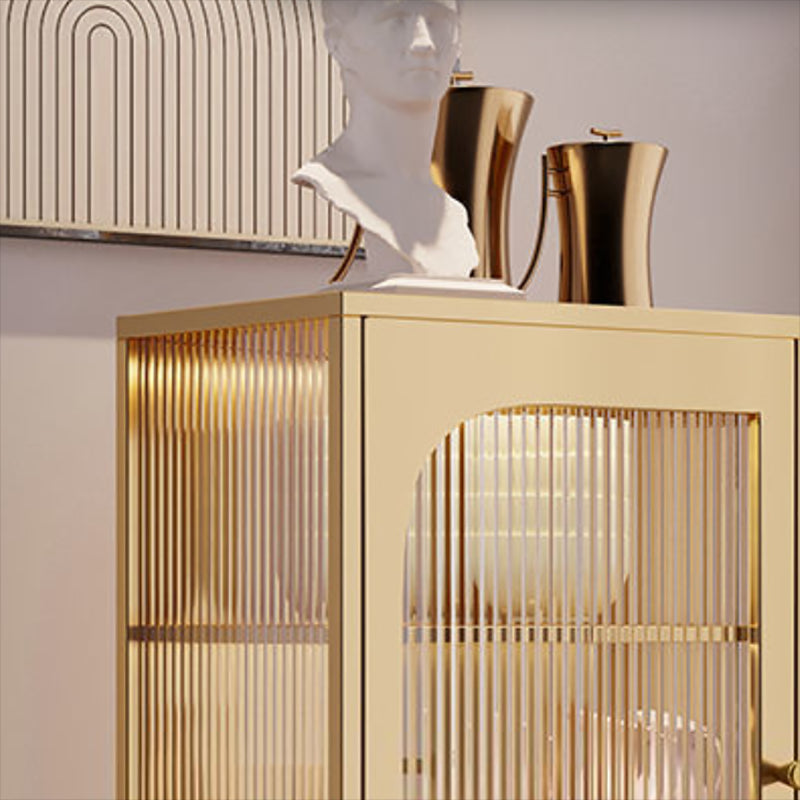 Glam Metal Curio Cabinet Glass Doors Hutch Buffet for Bedroom Clearhalo 'Display & China Cabinets' 'display_china_cabinets' 'furn' 'furn_display_china_cabinets' 'Furniture' 'Kitchen & Dining Furniture' 6696453