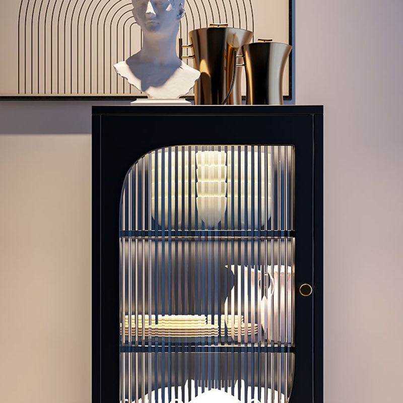 Glam Metal Curio Cabinet Glass Doors Hutch Buffet for Bedroom Clearhalo 'Display & China Cabinets' 'display_china_cabinets' 'furn' 'furn_display_china_cabinets' 'Furniture' 'Kitchen & Dining Furniture' 6696455