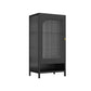 Glam Metal Curio Cabinet Glass Doors Hutch Buffet for Bedroom 20"L x 14"W x 45"H Black Clearhalo 'Display & China Cabinets' 'display_china_cabinets' 'furn' 'furn_display_china_cabinets' 'Furniture' 'Kitchen & Dining Furniture' 6696456