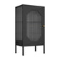 Glam Metal Curio Cabinet Glass Doors Hutch Buffet for Bedroom 20"L x 14"W x 41"H Black Clearhalo 'Display & China Cabinets' 'display_china_cabinets' 'furn' 'furn_display_china_cabinets' 'Furniture' 'Kitchen & Dining Furniture' 6696459