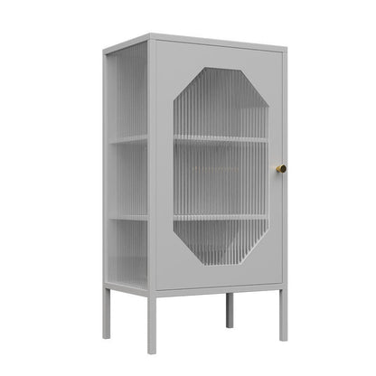 Glam Metal Curio Cabinet Glass Doors Hutch Buffet for Bedroom 20"L x 14"W x 41"H White Clearhalo 'Display & China Cabinets' 'display_china_cabinets' 'furn' 'furn_display_china_cabinets' 'Furniture' 'Kitchen & Dining Furniture' 6696460